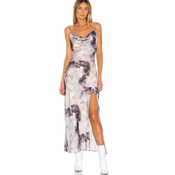 Superdown Krystal Slip Dress Grey White Tie Dye Small Adjustable Straps - Picture 1 of 16